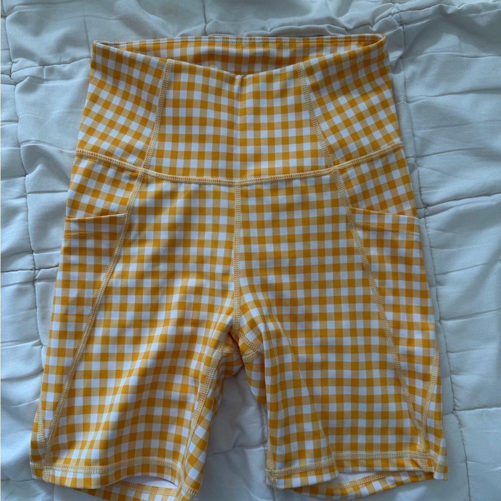 Gingham Yellow Bike Shorts